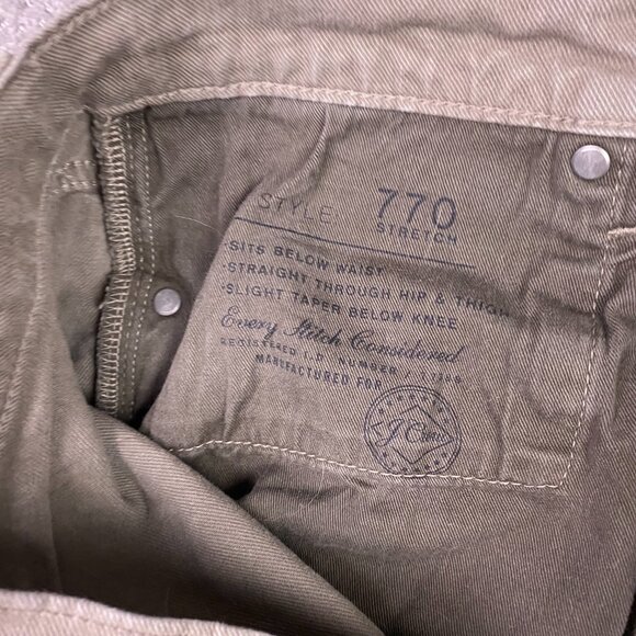 J. CREW 770 Stretch Jeans Straight Men's 32 x 32 Measures 32 x 30.5 Olive Green - Picture 9 of 14
